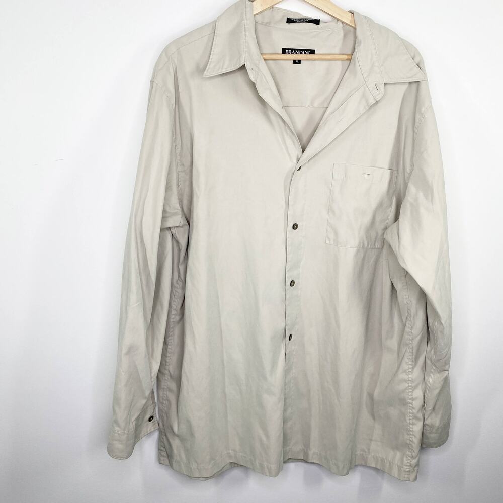 Brandini Le Collezioni Light Khaki Button Up Shirt Men's‎ Size X-Large XL